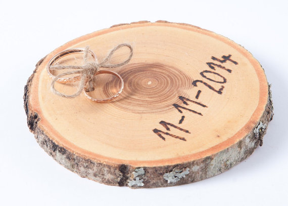 Свадьба - Rustic ring bearer pillow, rustic ring holder, rustic ring box, wedding decoration, woodland wedding decor