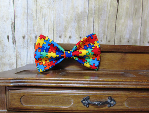 زفاف - Autism Awareness Colorful Puzzle Pieces Bow Tie, Clip, Headband or Pet