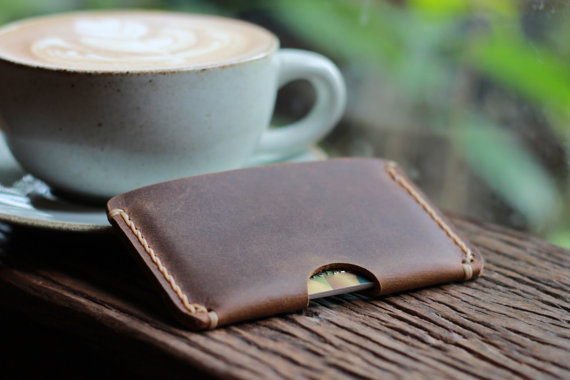 Wedding - Leather Wallet Sleeve -- Groomsmen Gift Ultra Slim Design - Leather Credit Card Case Wallets -- Super Minimalist - 016