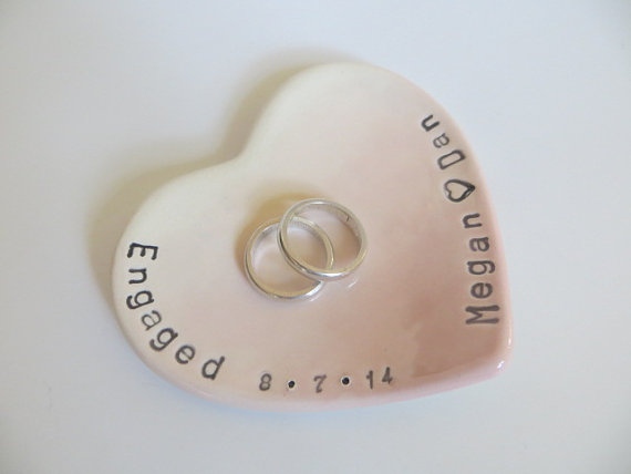 زفاف - Engagement Gift, ring dish, wedding ring holder,  Pastel Pink  OMBRE,  handmade pottery, Gift Boxed, Made to Order