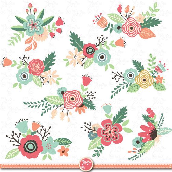 Mariage - Flowers Clipart pack "FLOWER CLIP ART" pack,Vintage Flowers,Spring Flower,Weding flower,Flora,Wedding invitation Wd036