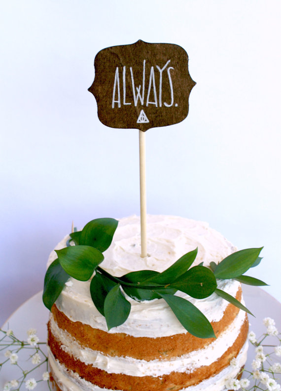 Mariage - wooden 'always' harry potter-inspired deathly hallows wedding cake topper.