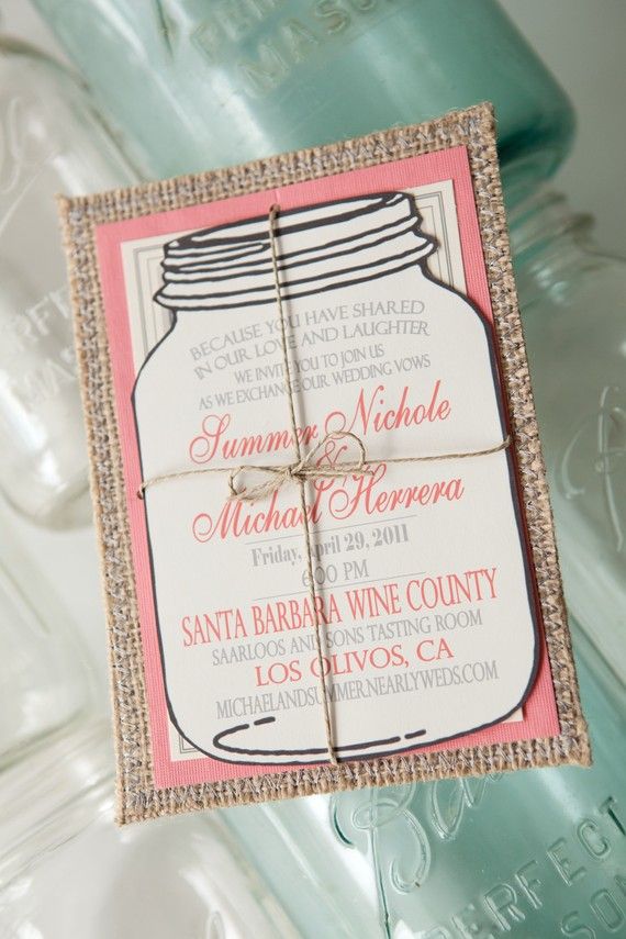 Wedding - Burlap Invitations (rsvp Postcard And Outer Envelope Included)