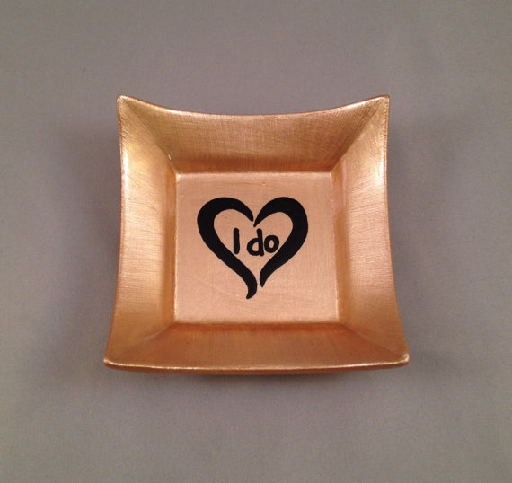 Свадьба - Wedding Ring Dish - Rose Gold with "I do"