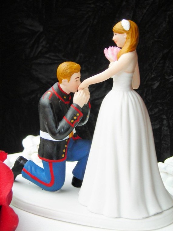 Mariage - Marine Corps MILITARY USMC prince wedding cake topper KNEEL