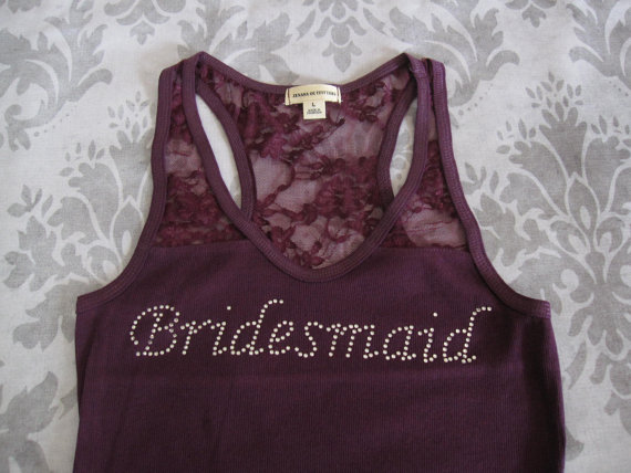 Hochzeit - SALE! Bridesmaid Shirt Tank Top Half Lace . Bride, Bridesmaid, Maid of Honor. Small ONLY