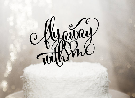 Свадьба - Travel Themed Wedding Cake Topper - Fly Away Elegant Romantic Floating Topper - Glitter Wedding and Engagement Cake (Item - FLY001)