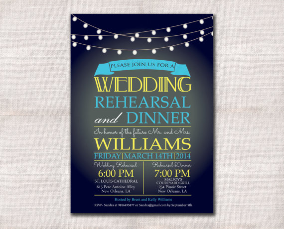 Wedding - Wedding Rehearsal Dinner invitation custom printable 5x7