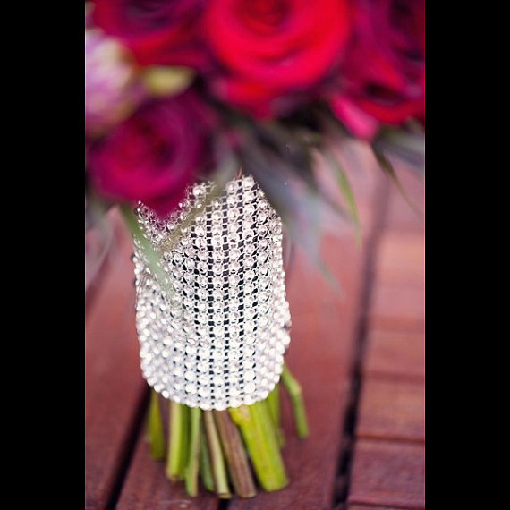 زفاف - Bouquet Wrap 8" - Rhinestone Wrap, Bling Wrap - Wedding / Event Supplies