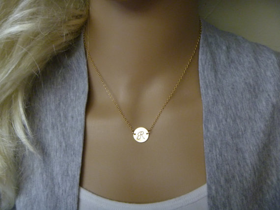زفاف - Initial Monogram Necklace - Initial Necklace - Gold or Silver-  Initial Charm - Personalized Pendant - Bridesmaid Gift - Birthday