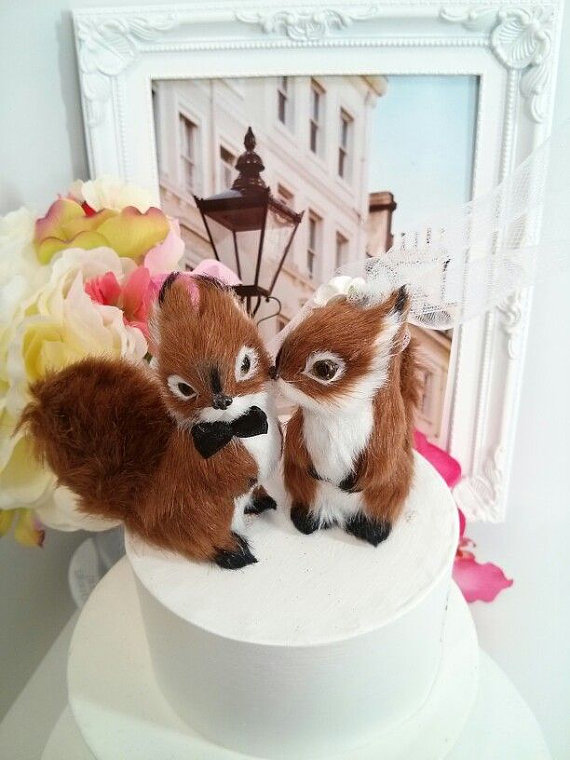 Hochzeit - SPRING SALE!   ooak  romantic squirrel wedding cake topper or anniversary wedding