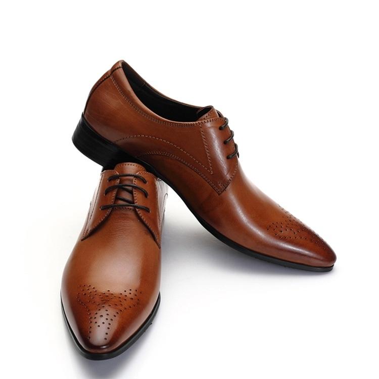 Wedding - Zapprix Mens Oxford Tan Brown Leather Shoes