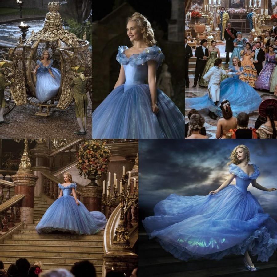 Mariage - Amazing 2015 Newest Movie Cinderella Prom Dresses Luxury Crystals Lily James Glittery Blue Princess Evening Ball Gowns Gorgeous Party Dress Online with $132.36/Piece on Hjklp88's Store 