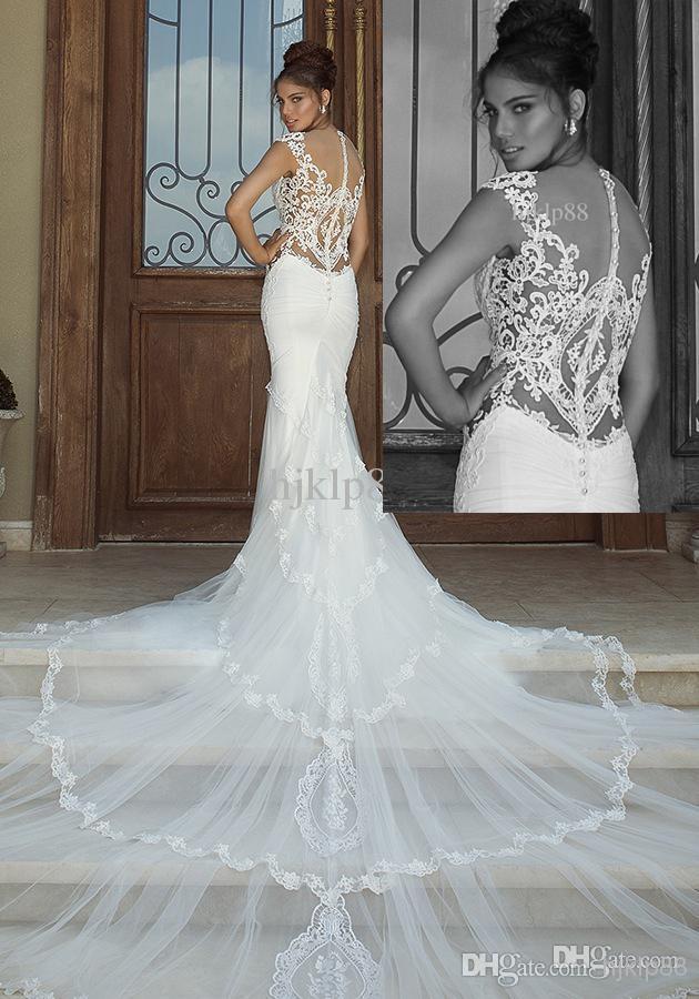 Mariage - Galia Lahav 2014 New Fashion Mermaid Applique Graceful White Ivory Lace&tulle Wedding Dresses Sexy Backless Bridal Gown, $129.24 