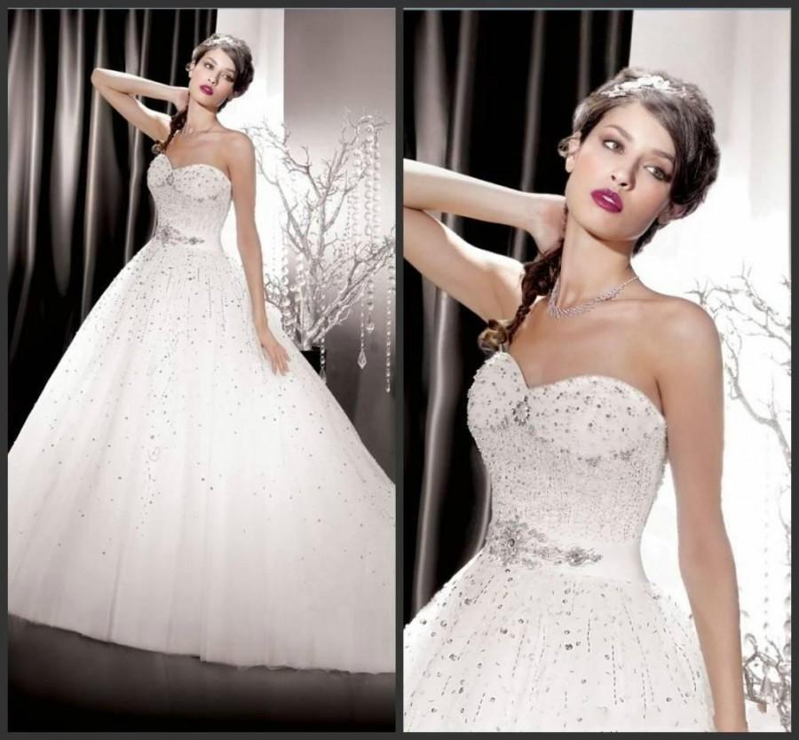 Свадьба - Gorgeous Dreams 2014 Beaded Crystal Sweetheart Strapless Princess Ball Gown Wedding Dresses Lovely Dress Online with $127.4/Piece on Hjklp88's Store 