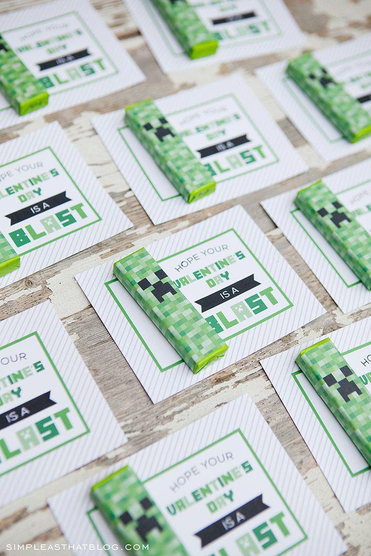 Wedding - Printable Minecraft Valentines With Creeper Gum Wrappers