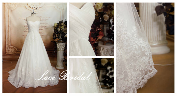 زفاف - Wedding dress of Sweetheart Neckline, Ivory Color Bridal Gown, A-line Wedding Dress, Bridal Gown of High Quality Lace