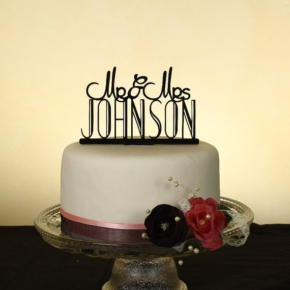 Wedding - Wedding cake topper personalized "in your last name" by Distinctly Inspired (style M-3)