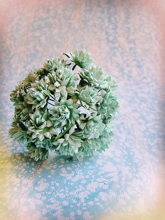 زفاف - Aqua Dahlias Vintage style Millinery Flower Bouquet - for decorating, gift wrapping, weddings, party supply, holiday