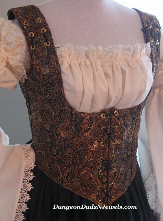 Mariage - DDNJ Fully Reversible Corset Style Front Lace Underbust Bodice You Choose Plus cCustom Made ANY Size Fabrics Renaissance Pirate Anime Wench