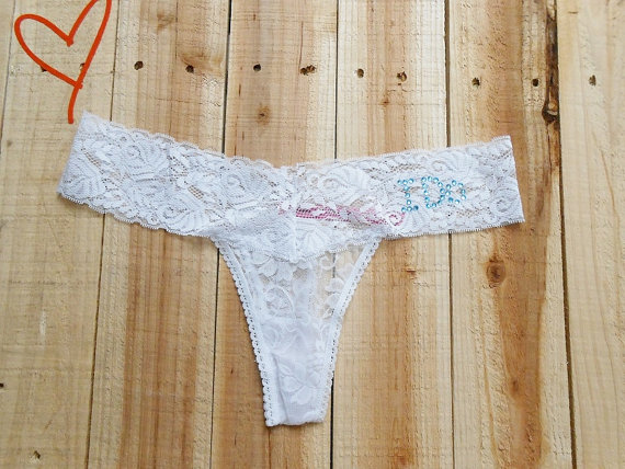 Wedding - Bride Thong Underwear Lace. Bridal Lingerie. I Do. Wedding Party Gift. Something Blue. Honeymoon. Just Married. Bride Thong.