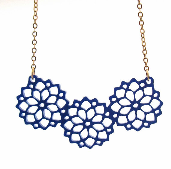 Свадьба - Beautiful Bouquet Necklace - Blue Jewelry - Nature Jewelry - Modern Jewelry - Elegant Jewelry - Gift For Her - Art Jewelry