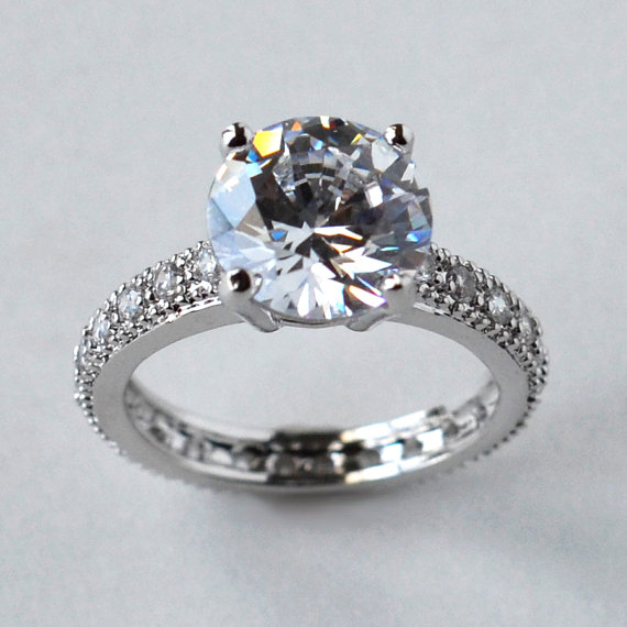 Hochzeit - 3.87ct Engagement Ring with Gorgeous Round Cut CZ Solitaire size 5 6 7 8 9 10 - MC1083361