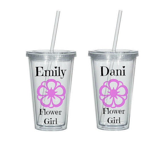 Mariage - 1 Flower Girl Personalized Tumbler, Flower Girl Gift, Flower Girl Cup, Flower Girl Tumbler, Bridal Party Tumblers, Jr. Bridesmaid Gift