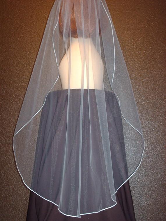 Wedding - Simply Silk Pencil Edge Trim 36 Inch Long Fingertip Veil