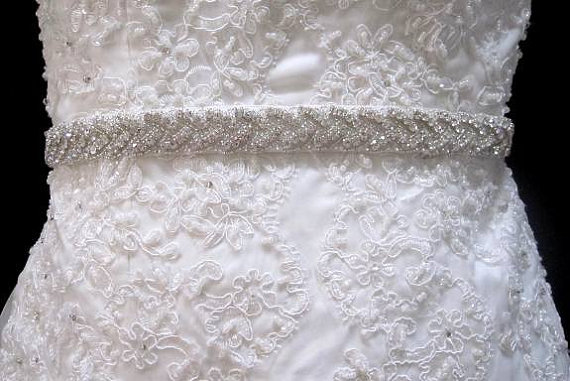 Mariage - Wedding Bridal Beaded Sash Crystal Belt
