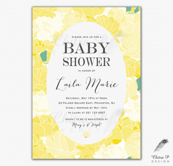 زفاف - Yellow Baby Shower Invitation - Printed or Printable, Daffodil Wedding Bridal Brunch Floral Whimsical Easter Sprinkle Sunny Spring - #058