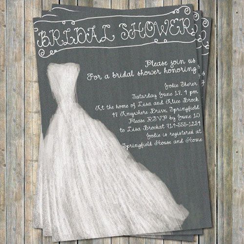 Hochzeit - Affordable Printable Wedding Dress Bridal Shower Invitations Online EWBS057