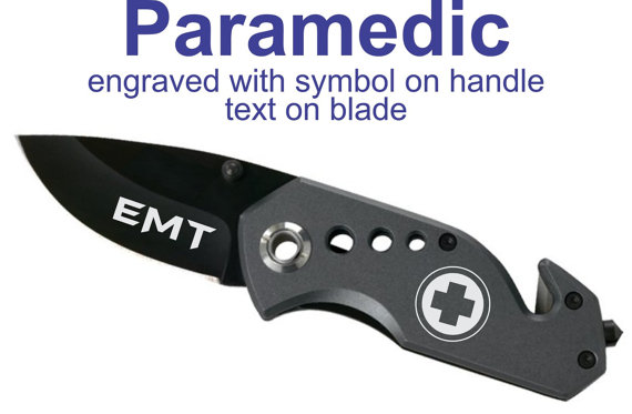 Wedding - Compact Graphite Rescue Knife Groomsmen Gift - EMT Gift - Pocket Knife - EMT/Medical Gift - Firefighter Knife