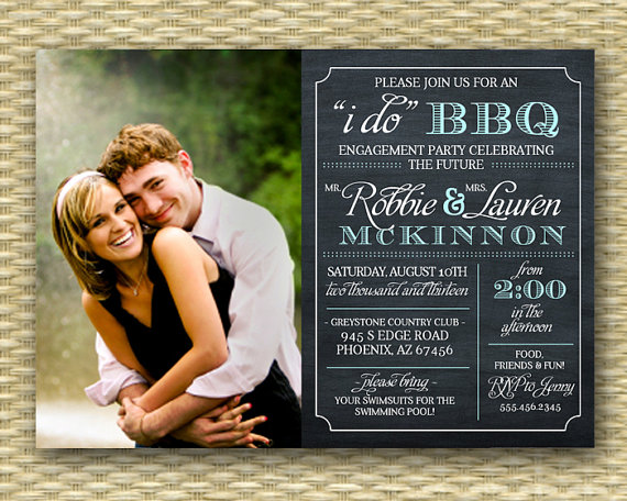Wedding - Photo Chalkboard I Do BBQ Bridal Shower Wedding Shower Engagement Party Rehearsal Dinner Typography, Any Colors, ANY EVENT