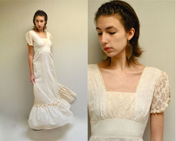 Hochzeit - Folk Weddingl Dress  //  Cotton Wedding Dress  //  WOODLAND FAIRY