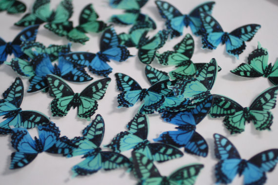 Свадьба - 24 edible butterflies for cake decorating, cookies, cupcake decorating, cake pops. Wafer paper butterflies, wedding cake toppers.
