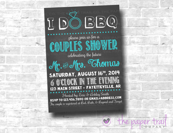 Mariage - I Do BBQ, Couples Shower Invitation, Wedding Shower, BBQ Invitation, Chalkboard