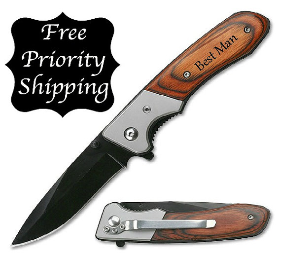 Свадьба - Engraved Pocket Knife - Grooomsmen gift - Personalized pocket knife -  Groomsmen Gift knives - FREE SHIPPING