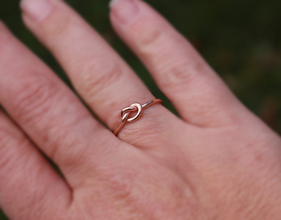 Wedding - Rose Gold Knot Ring, Rose Gold Love Knot Ring Bridesmaid Friendship Ring Celtic knot