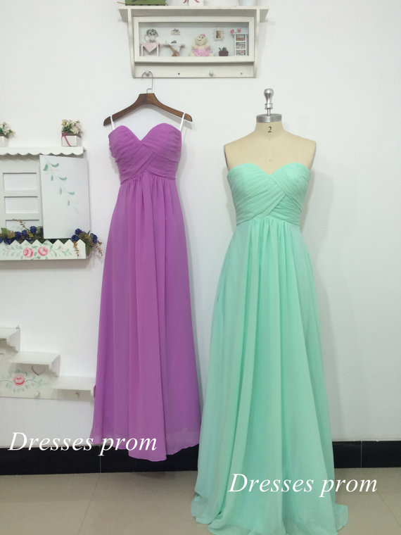Wedding - Lilac And Mint Dress A-line Sweetheart Floor Length Chiffon Ruffles Dress with Zipper Bridesmaid Dresses Prom Dresses Chiffon Dresses