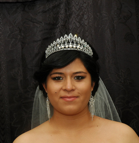 Wedding - Bridal Wedding Headpiece, Crystal Bridal Tiara Crown, Crystal Bridal Headpiece, Pearl Headpiece, Bridal Hair Accessories
