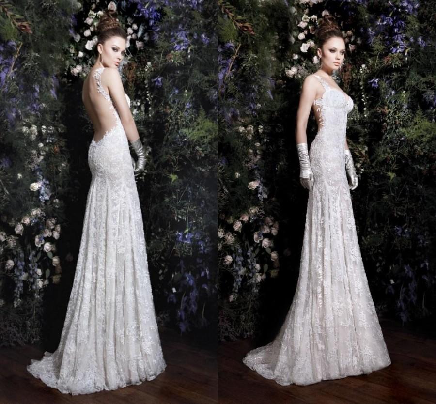 Hochzeit - New Mermaid 2015 Gorgeous Wedding Dresses Spaghetti Sleeveless Lace Straps Backless Applique Beach Charming Beach Winter Long Bridal Dresses Online with $116.11/Piece on Hjklp88's Store 