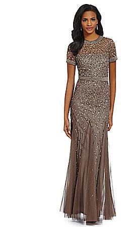 Mariage - Adrianna Papell Beaded Cap Sleeve Gown