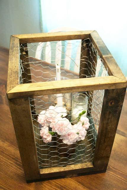 Wedding - Chicken Wire Framed Box, Rustic Home Decor, Rustic Wedding, Aisle Decor, Planter Box, Flower Box, Garden Decor