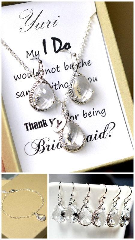 Hochzeit - Wedding Jewelry Bridesmaid Gift Bridesmaid Jewelry Bridal Jewelry tear Drop Earrings Cubic Zirconia dangle Earrings,bridesmaid gifts