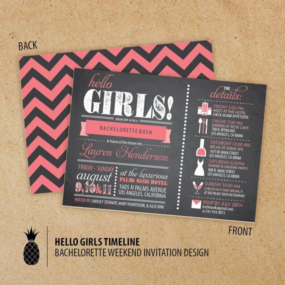 زفاف - Hello Girls Bachelorette Weekend Timeline Invitations