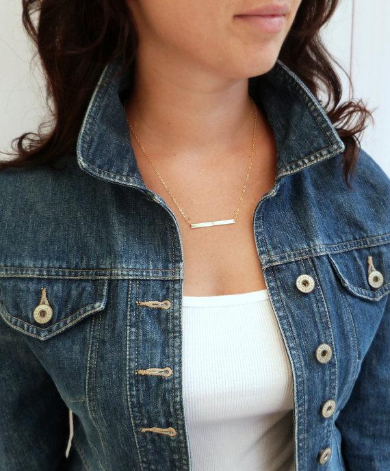 Mariage - Gold Bar Necklace Skinny Bar Gold Layered Necklace Bridesmaid Jewelry Girl Friend Gift Layering Jewelry