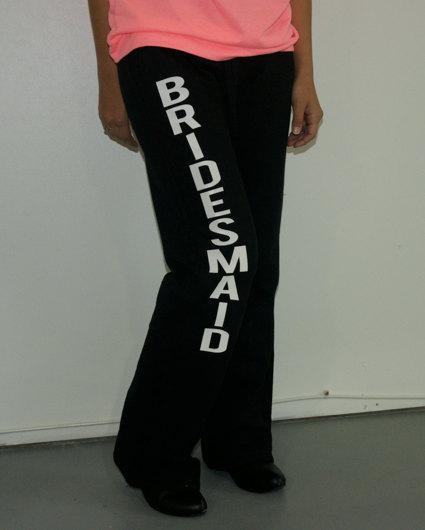 Wedding - Bridesmaids sweatpants for wedding party outfit. Sizes S-2XL. Maid of honor Bridesmaid Bride pants. Bridesmaids yoga pants. wedding pants