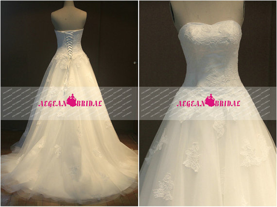 Wedding - RW171 Lace Wedding Dress Ball Gown Sweetheart Puffy Bridal Dress White Bridal Gown Long Sequined Wedding Gown Summer Dress