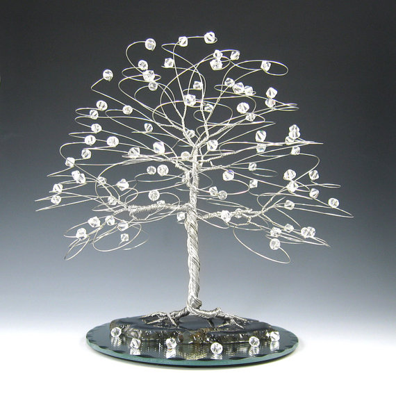 Mariage - Winter Wedding Cake Topper Tree Silver with Swarovski Crystal Elements - 7 x 7 XLarge